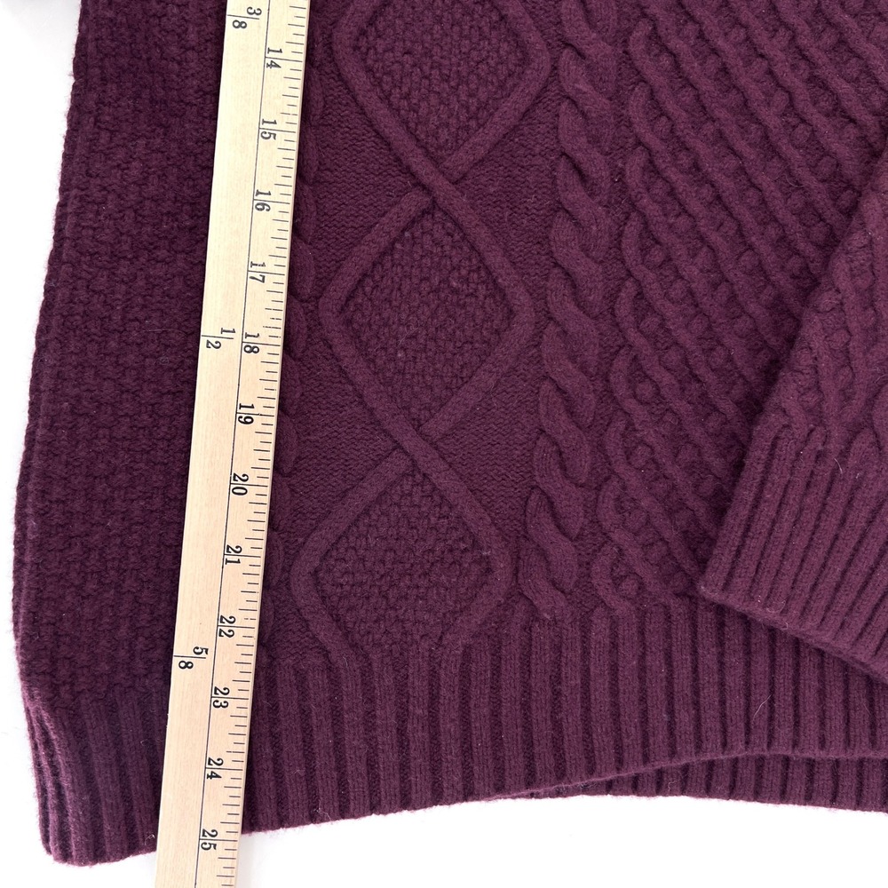 Aritzia Sunday Best Cable Knit V Neck Sweater Women's Size L Merino Wool Blend - Picture 7 of 8